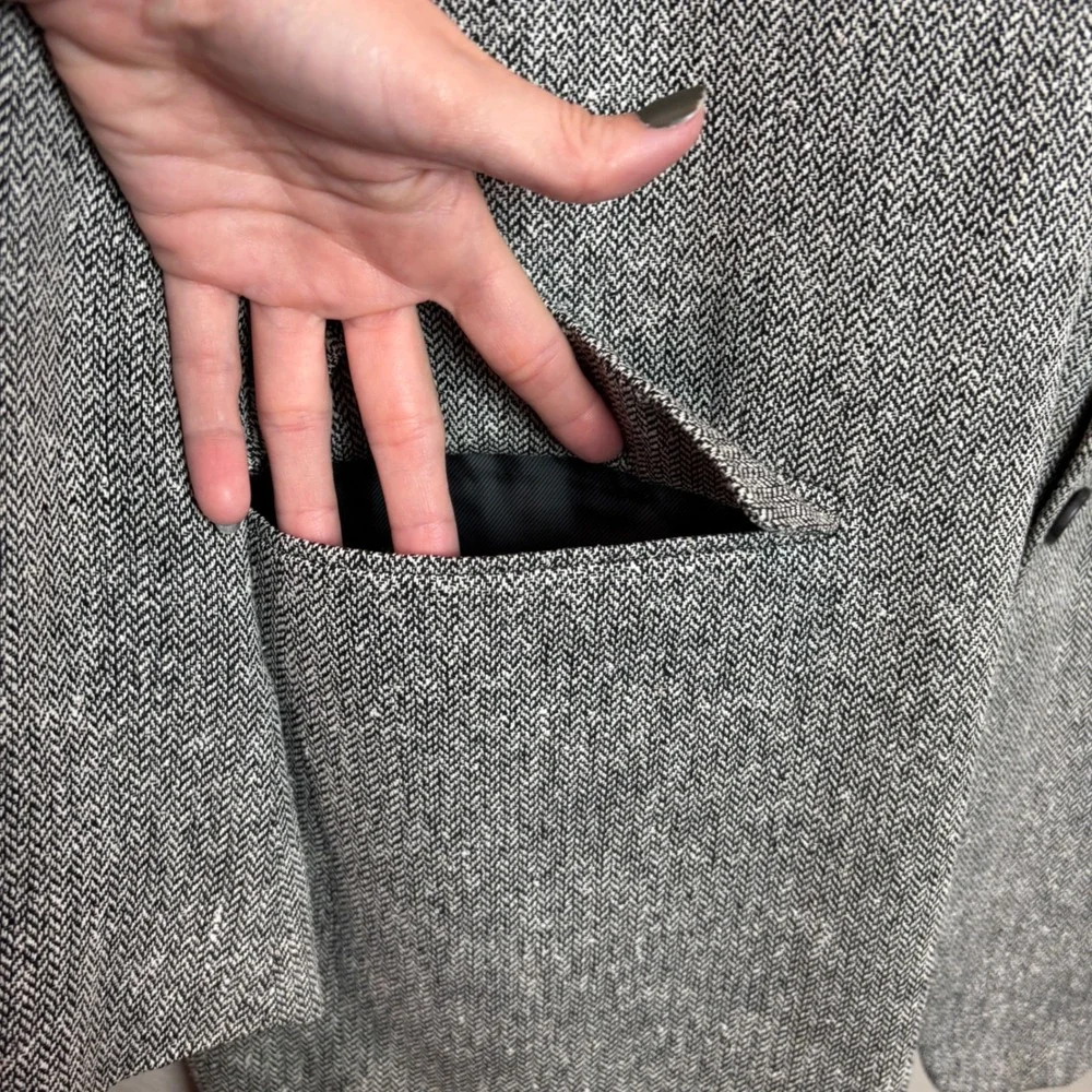 Bert Pulitzer Blazer Mens 50L Grey 80s Silk Herringbone Collectors Edition Sport